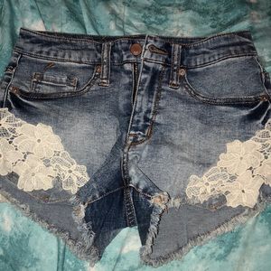 High rise denim shorts